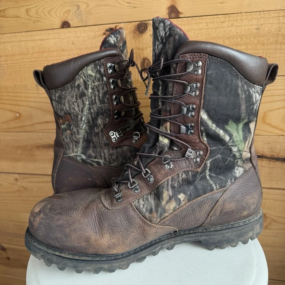 Cabela's Iron Ridge Leather GORE-TEX Boots 16D Camo‎ Winter Hiking Heavy Duty